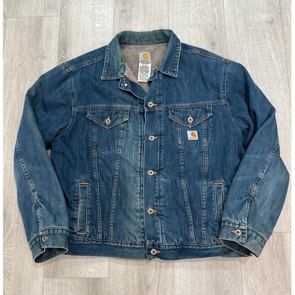 Vintage Carhartt Mens J292 ABL Sherpa Lined Denim Trucker Jacket  XL Workwear